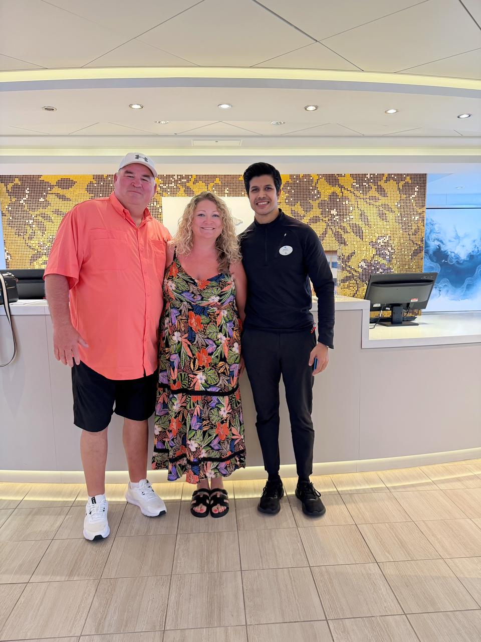 Bassam Mallick with a guest during an onboard wellness session