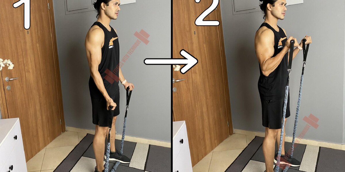 Standing Biceps Curls With Resistance Bands