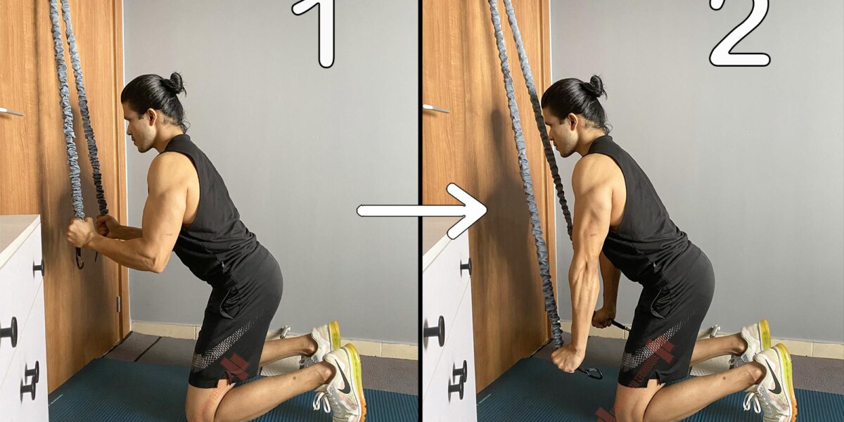 Kneeling Triceps Extension With Resistance Bands