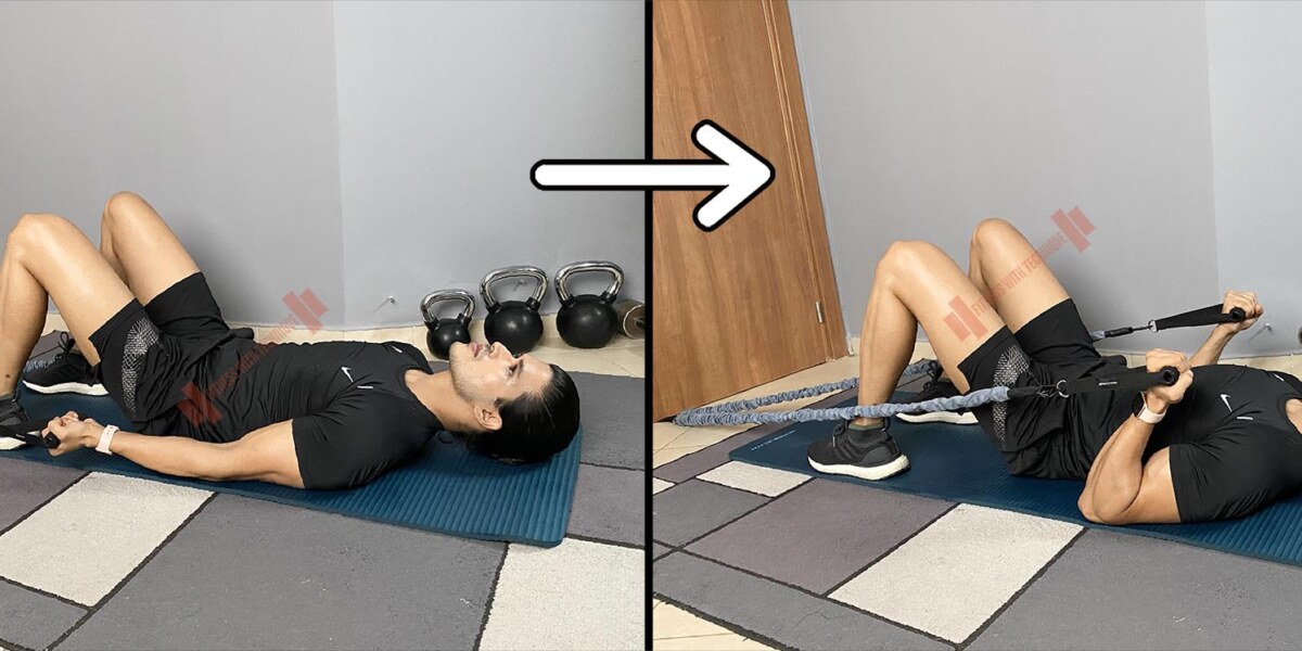 Lying Biceps Curl With Resistance Bands (Arms Down)