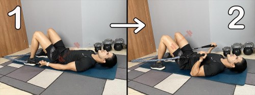 Lying Biceps Curl With Resistance Bands (Arms Down)