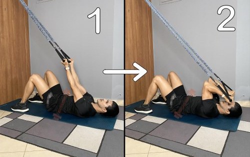 Lying Biceps Curl With Resistance Bands (Arms Up)