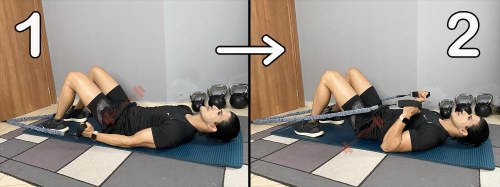 Lying Hammer Curl With Resistance Bands (Arms Down)