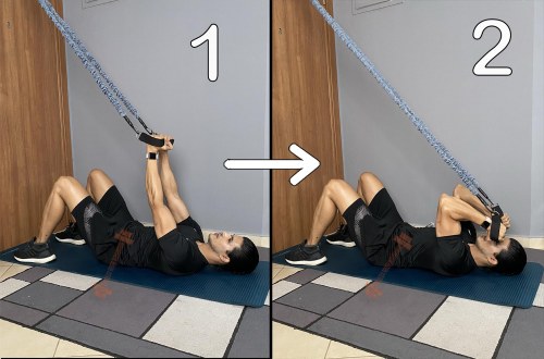 Lying Hammer Curl With Resistance Bands (Arms Up)