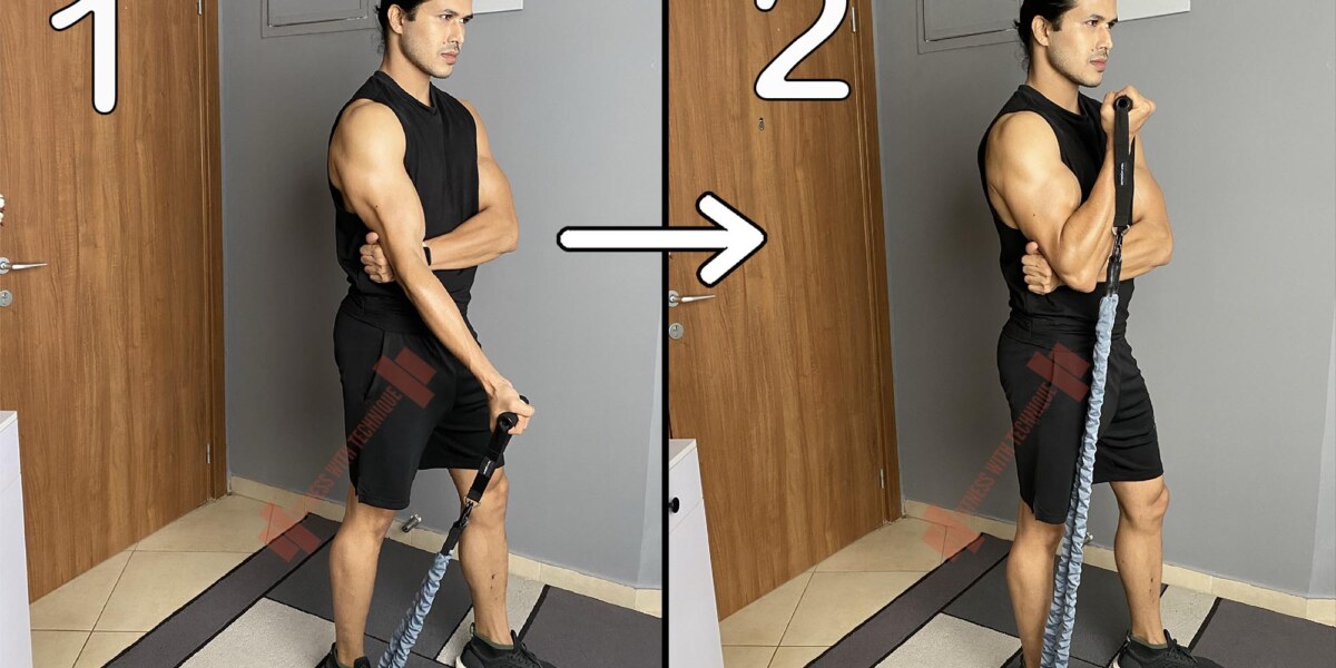 One Arm Preacher Curls With Resistance Bands