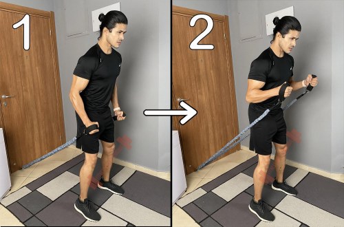Standing Hammer Curl With Resistance Bands (Anchor)