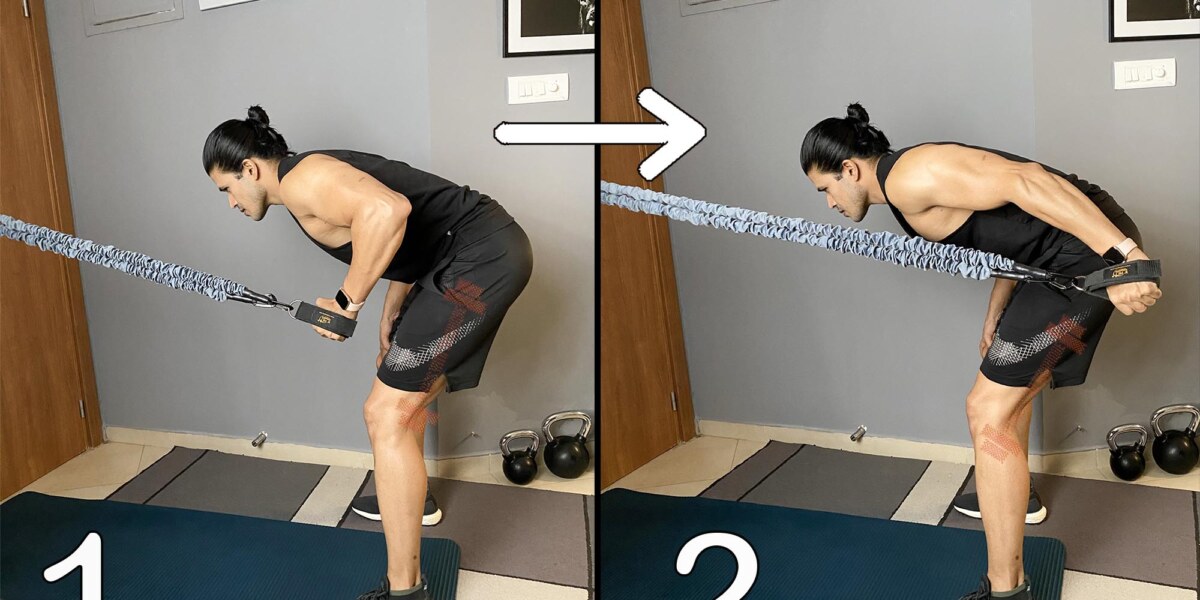 Standing One Arm Triceps Kickback With Resistance Bands