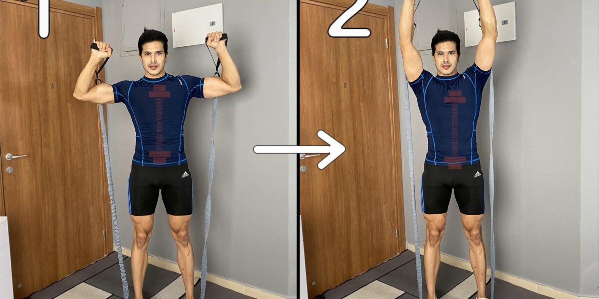 Standing Shoulder Press With Resistance Bands