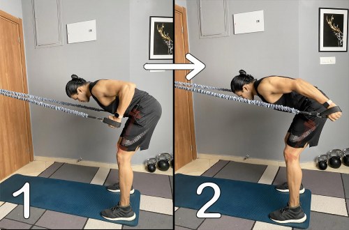 Standing Two Arm Triceps Kickback With Bands