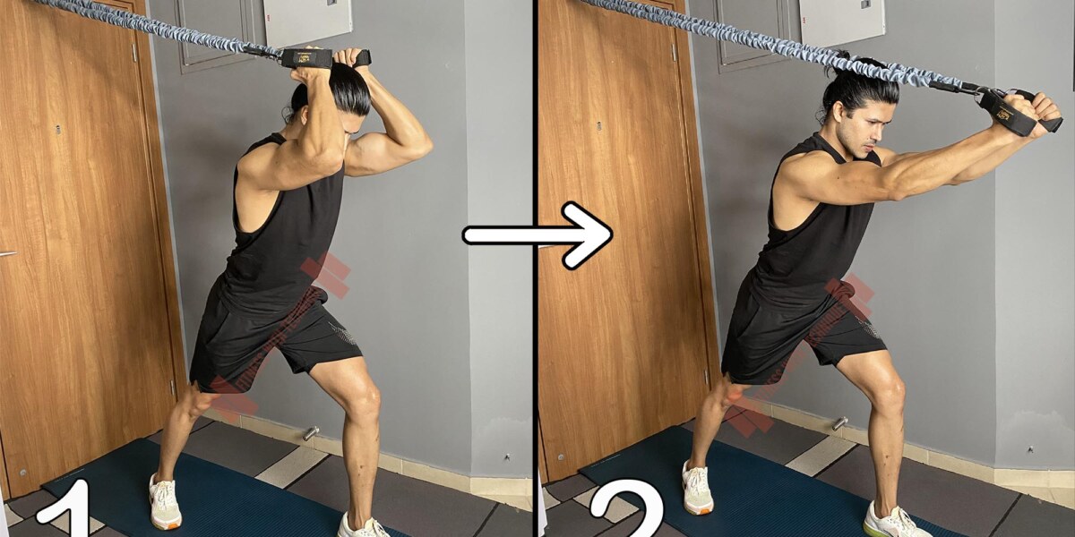 High Pulley Overhead Triceps Extension With Resistance Band( Handle)