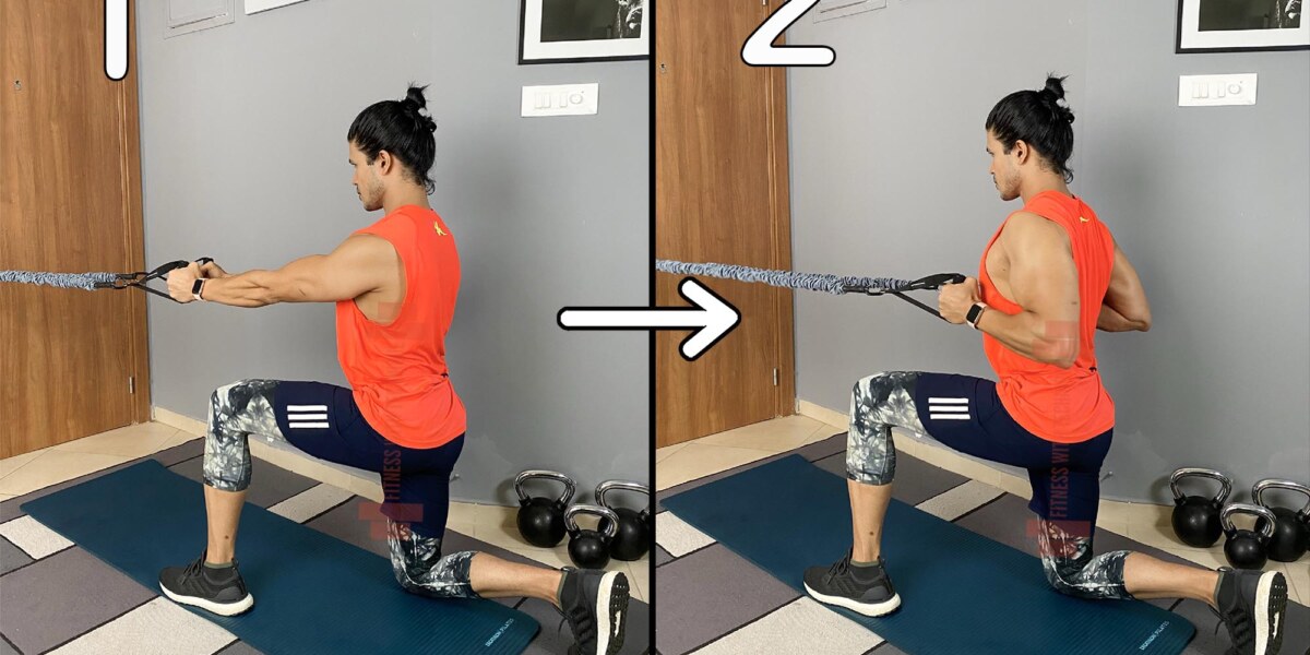 Kneeling Back Row With Resistance Bands