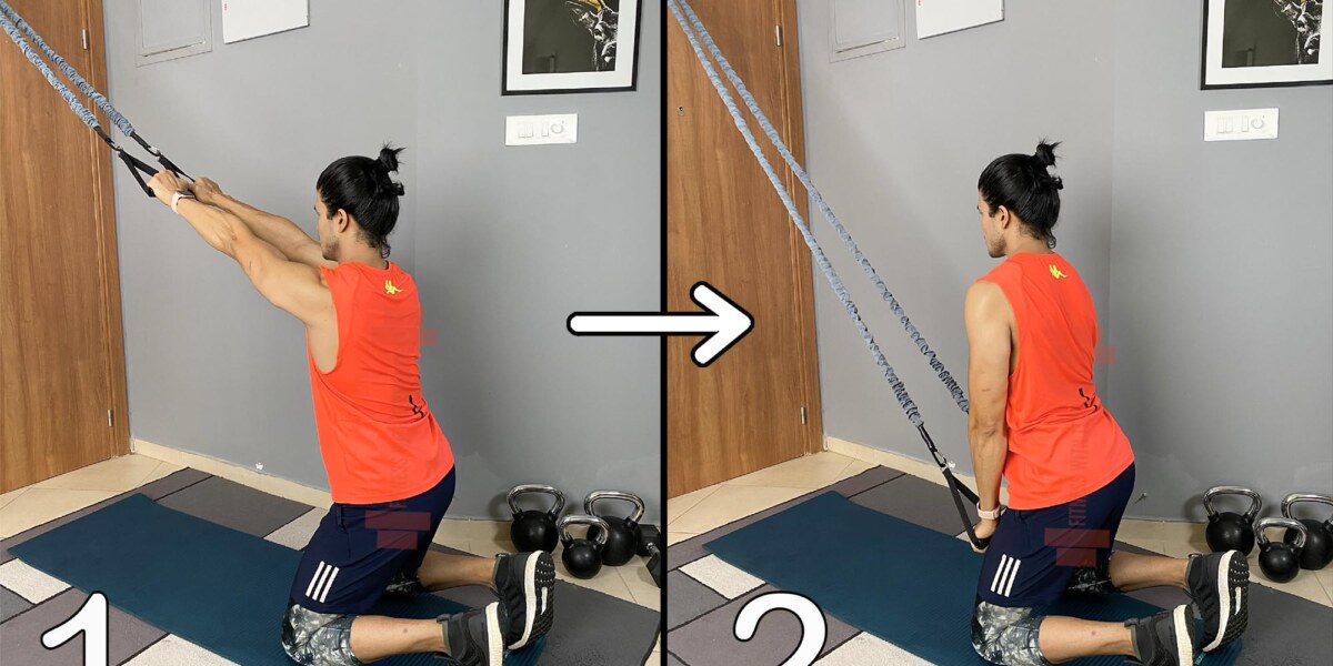 Kneeling Straight Arm Lat Extension With Resistance Bands