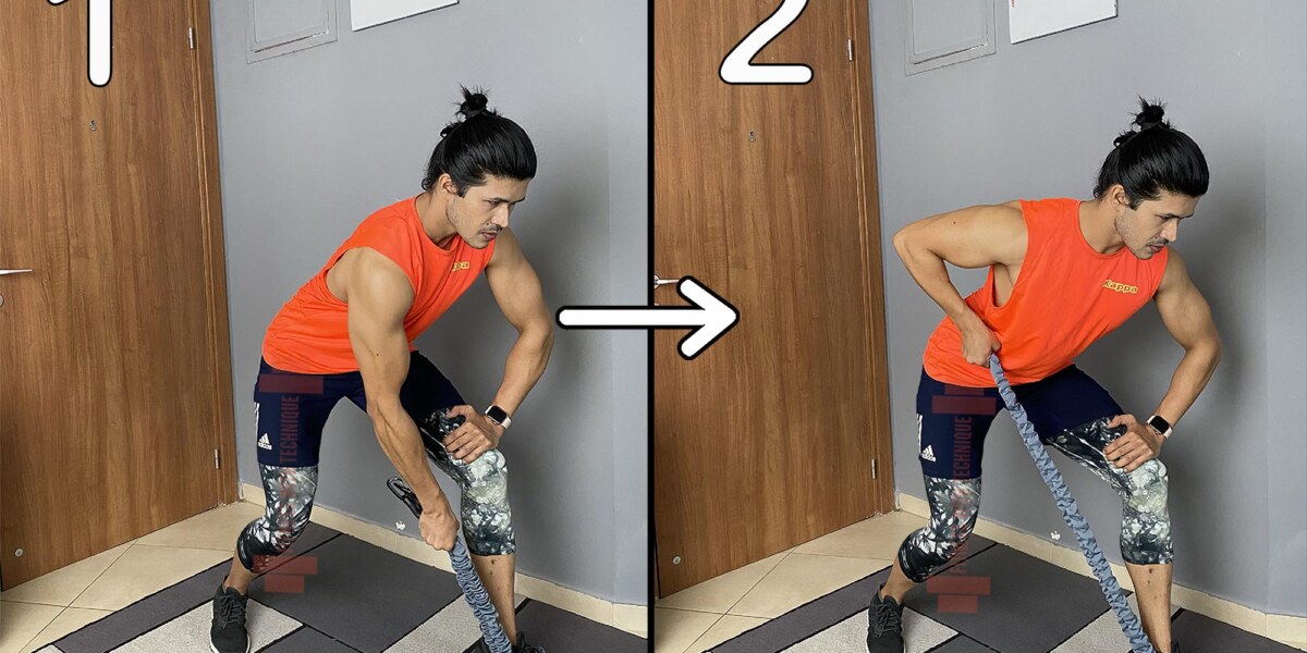 One Arm Bent Over Row With Resistance Bands