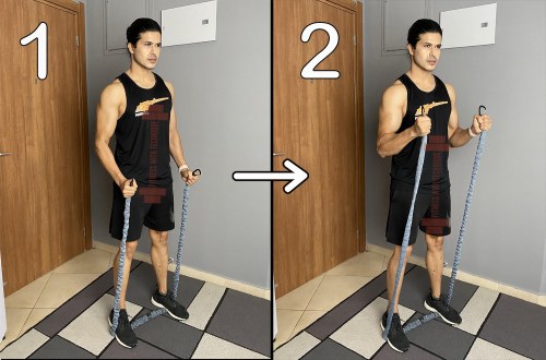 Standing Hammer Curls With Resistance Bands
