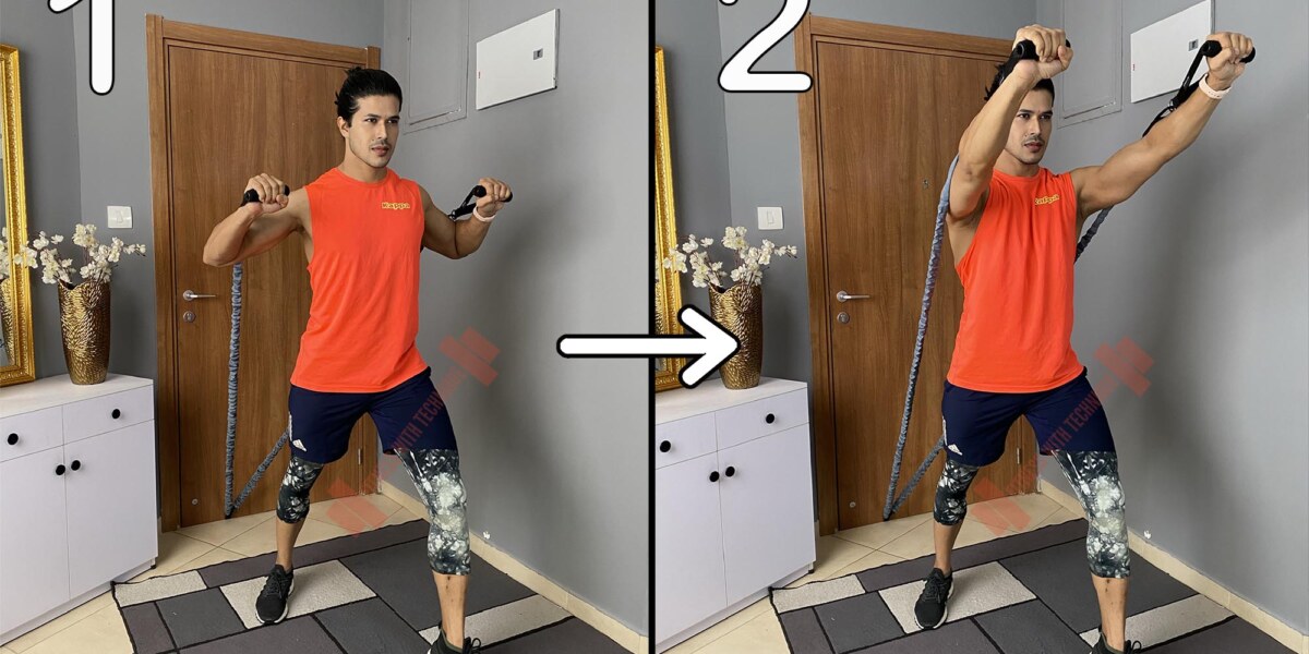 Standing Incline Chest Press With Resistance Bands