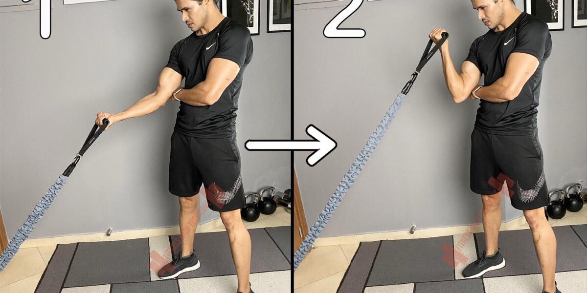 Standing One Arm Preacher Curl (Anchor) With Bands