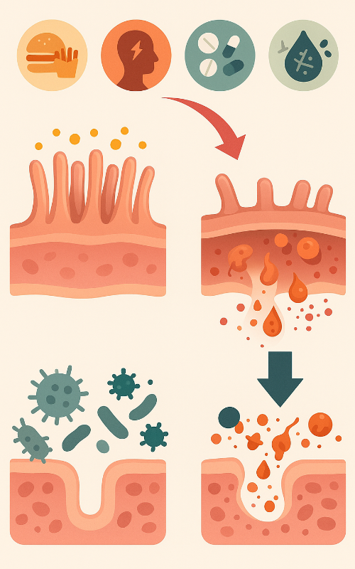 Graphic: modern triggers of inflammation — stress, processed food, toxins